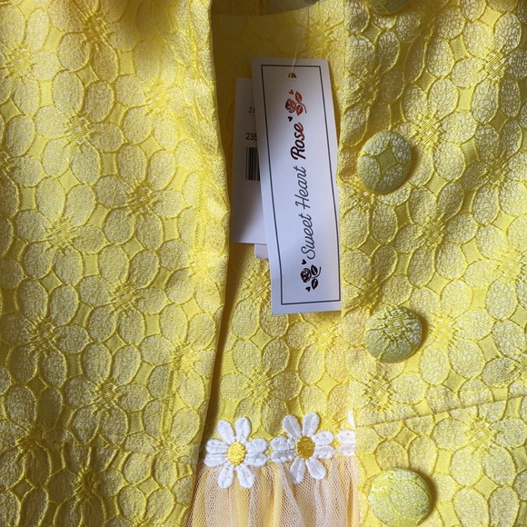 Girls Sweet Heart Rose Yellow Daisy Easter Dress and Coat set size 6 - Picture 6 of 10